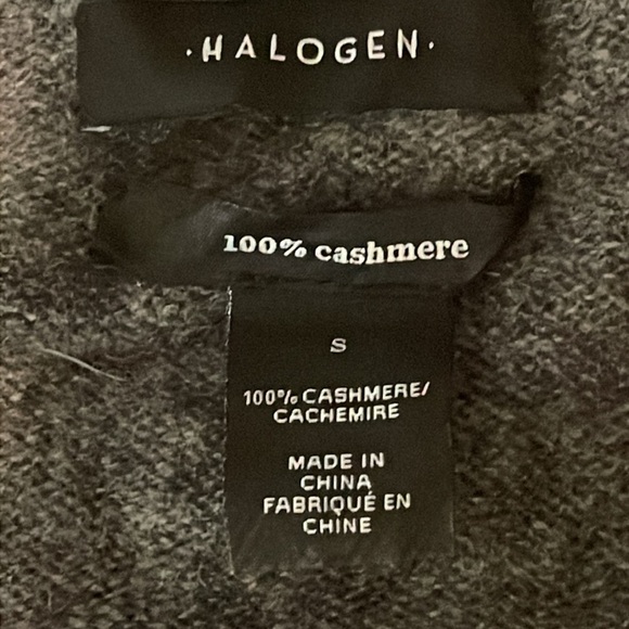 HALOGEN CASHMERE gray v-neck VEE Sweater - Picture 6 of 12